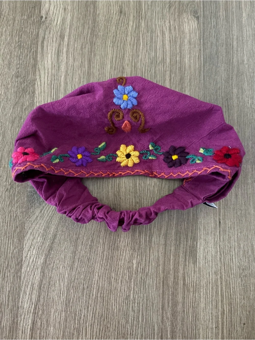 Unique Batik Embroidered Magenta Floral Headwrap Handmade 100% Cotton